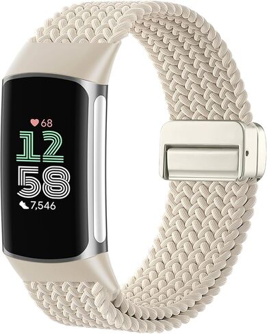 Magnetic Braided Nylon Compatible with Fitbit Charge 6 Bands/Fitbit Charge 5 Bands for Women Men, Soft Sport Stretchy Breathable Strap Replacement Wristband for Charge 6/Charge 5 in Saudi Arabia