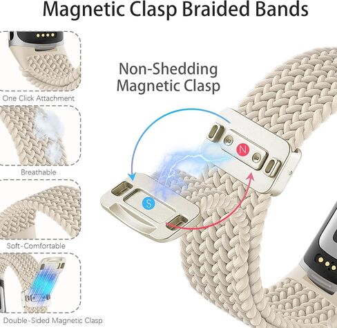 Magnetic Braided Nylon Compatible with Fitbit Charge 6 Bands/Fitbit Charge 5 Bands for Women Men, Soft Sport Stretchy Breathable Strap Replacement Wristband for Charge 6/Charge 5 in Saudi Arabia