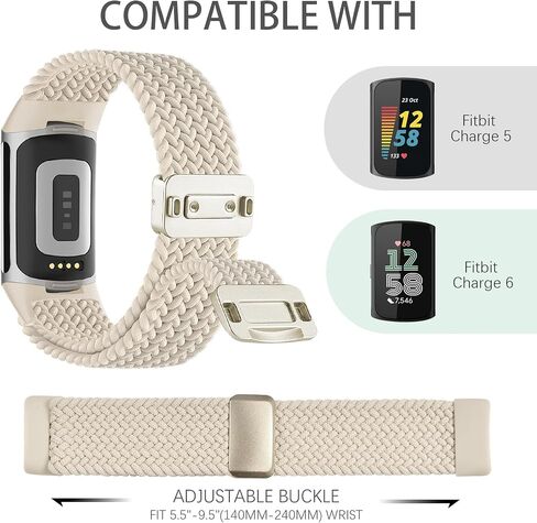 Magnetic Braided Nylon Compatible with Fitbit Charge 6 Bands/Fitbit Charge 5 Bands for Women Men, Soft Sport Stretchy Breathable Strap Replacement Wristband for Charge 6/Charge 5 in Saudi Arabia