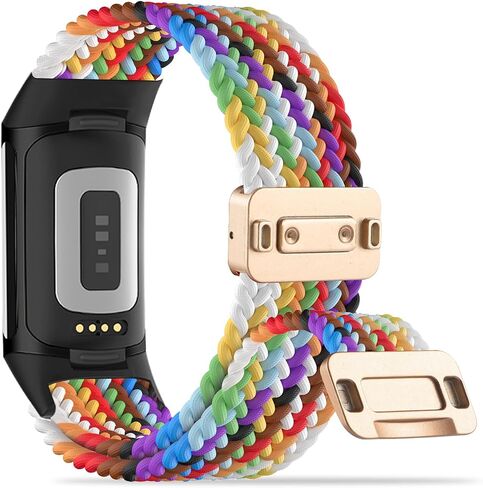 نايلون مضفر مغناطيسي متوافق مع Fitbit Charge 6 Bands/Fitbit Charge 5 Bands للنساء والرجال، سوار معصم بديل رياضي ناعم قابل للتمدد وقابل للتنفس للشحن 6/Charge 5 in Kuwait