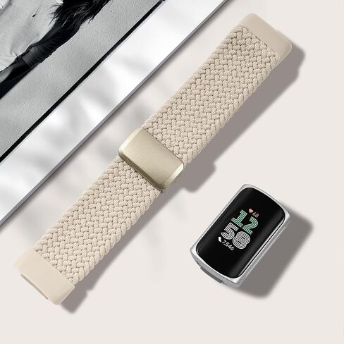 Magnetic Braided Nylon Compatible with Fitbit Charge 6 Bands/Fitbit Charge 5 Bands for Women Men, Soft Sport Stretchy Breathable Strap Replacement Wristband for Charge 6/Charge 5 in Saudi Arabia