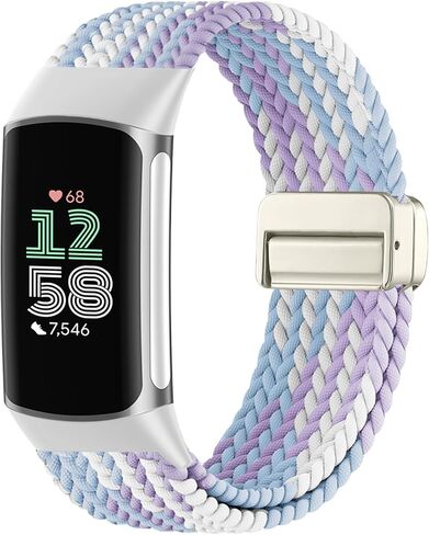Magnetic Braided Nylon Compatible with Fitbit Charge 6 Bands/Fitbit Charge 5 Bands for Women Men, Soft Sport Stretchy Breathable Strap Replacement Wristband for Charge 6/Charge 5 in Saudi Arabia