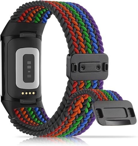 Magnetic Braided Nylon Compatible with Fitbit Charge 6 Bands/Fitbit Charge 5 Bands for Women Men, Soft Sport Stretchy Breathable Strap Replacement Wristband for Charge 6/Charge 5 in Saudi Arabia