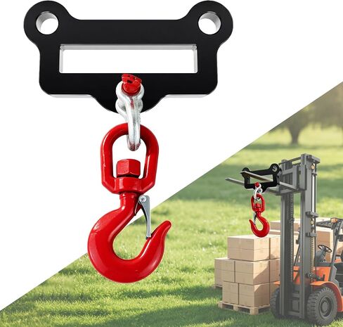 Forklift Lifting Hook, Fork Lifting Attachment, Heavy Duty Forklift Lifting Hoist & Forklift Lifting Gear, 6600 Lbs Load Capacity, Forklift Mobile Crane 360° Swivel Hook with Sling Holes in Kuwait
