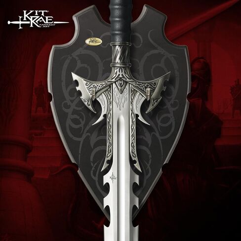 Kit Rae Designed Universal Sword Holder Plaque | Screen Printed Tribal Fantasy Design | Vertical Sword Display | Black Finish | Sturdy & Durable Wood Construct | Measured 9.25" x 14.75" | Screen Printed Tribal Fantasy Design | Vertical Sword Display | Bla in Kuwait