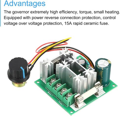 Generic DC 6-90V 15A Motor Speed Controller, PWM Regulator with Fuse in Kuwait