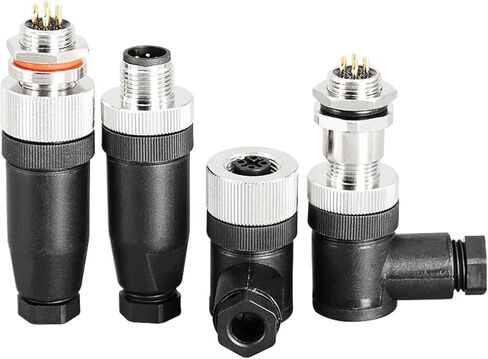 M12 Elbow Sensor Connector 5 PCS - Waterproof 4/5/8/12 Pin Male & Female Aviation Plug & Socket with Screw Threaded Coupling Type A(M12-male 4pin,5 PCS) in Saudi Arabia