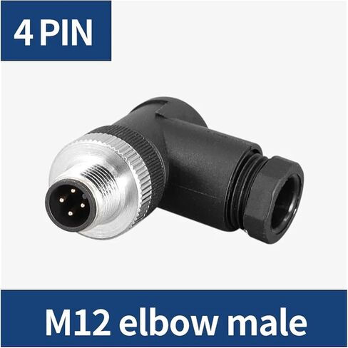 M12 Elbow Sensor Connector 5 PCS - Waterproof 4/5/8/12 Pin Male & Female Aviation Plug & Socket with Screw Threaded Coupling Type A(M12-male 4pin,5 PCS) in Saudi Arabia