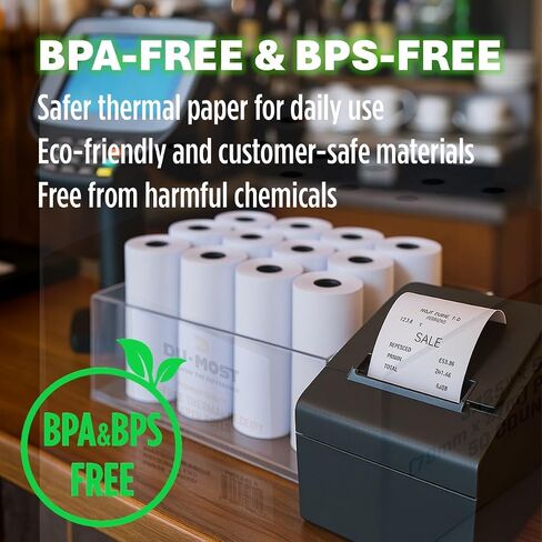 DU-MOST 5560 Thermal Receipt Paper Rolls, 3-1/8" x 273 ft, 50 Pack, BPA & BPS Free Premium POS Cash Register Paper Bulk for POS Cash Register, Receipt Printers in Kuwait