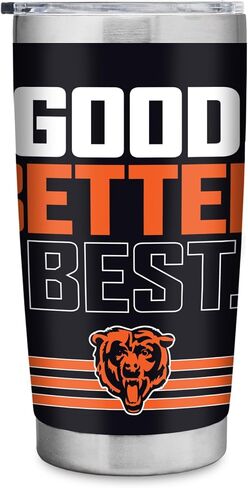 ريكو إندستريز NFL Football Chicago Bears جيد. أحسن. أفضل. كوب من الفولاذ المقاوم للصدأ سعة 20 أونصة مع غطاء - رائع للقهوة أو الشاي أو الماء أو الكوكتيلات in Kuwait