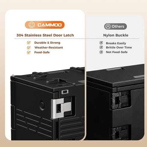 سخانات طعام CAMMOO 82qt مع عجلات دوارة 304 مزلاج من الفولاذ المقاوم للصدأ وعمود باب، حامل طعام معزول، صندوق ساخن غير كهربائي لـ 5 مقالي كاملة الحجم (غير متضمنة)، صناديق ساخنة لتقديم الطعام in Kuwait