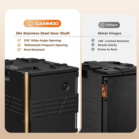 سخانات طعام CAMMOO 82qt مع عجلات دوارة 304 مزلاج من الفولاذ المقاوم للصدأ وعمود باب، حامل طعام معزول، صندوق ساخن غير كهربائي لـ 5 مقالي كاملة الحجم (غير متضمنة)، صناديق ساخنة لتقديم الطعام in Kuwait