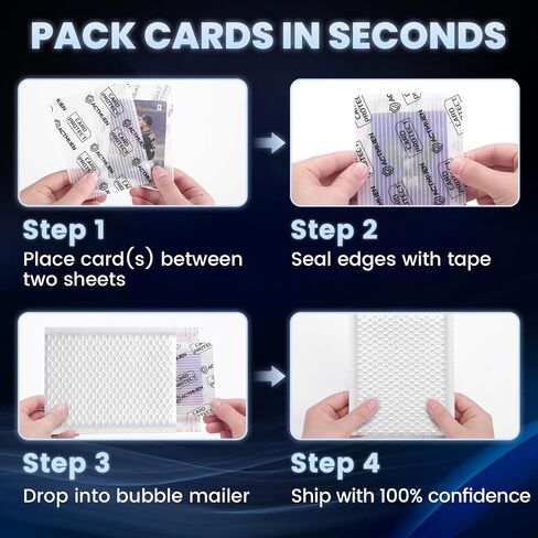 Trading Card Shipping Supplies Kit, 200 3.5" x 4.5" Cardboard Mailers for Trading Cards with 100 Self Seal Bubble Mailers & 420 Card Sealing Stickers, Sports Card Shipping Supplies for TCG, MTG in Kuwait