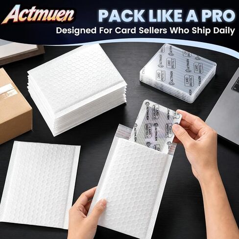 Trading Card Shipping Supplies Kit, 200 3.5" x 4.5" Cardboard Mailers for Trading Cards with 100 Self Seal Bubble Mailers & 420 Card Sealing Stickers, Sports Card Shipping Supplies for TCG, MTG in Kuwait