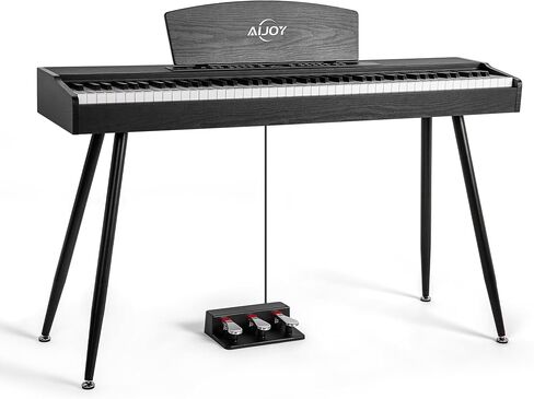 AiJoy ADP-50 بيانو رقمي 88 مفتاح مطرقة لوحة مفاتيح مرجحة، بيانو كهربائي صغير الحجم للمبتدئين مع شاشة LCD ودواسة ثلاثية، يدعم USB-MIDI/اتصال لاسلكي، أسود in Kuwait