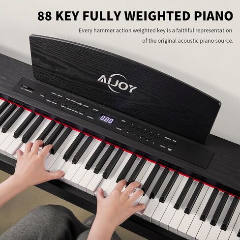 AiJoy ADP-50 بيانو رقمي 88 مفتاح مطرقة لوحة مفاتيح مرجحة، بيانو كهربائي صغير الحجم للمبتدئين مع شاشة LCD ودواسة ثلاثية، يدعم USB-MIDI/اتصال لاسلكي، أسود in Kuwait