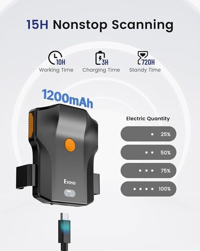 Eyoyo Bluetooth Barcode Scanner Wireless: Portable Phone Back Clip 1D Bar Coder Reader للمكتبة ، متجر البيع بالتجزئة ، مخزون الكتب - Fast UPC ISBN Scanner متوافق مع 4.7 "-7.2" هاتف Android ، iPhone in Kuwait
