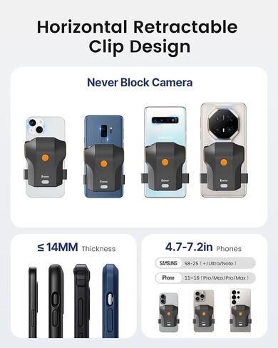 Eyoyo Bluetooth Barcode Scanner Wireless: Portable Phone Back Clip 1D Bar Coder Reader للمكتبة ، متجر البيع بالتجزئة ، مخزون الكتب - Fast UPC ISBN Scanner متوافق مع 4.7 "-7.2" هاتف Android ، iPhone in Kuwait