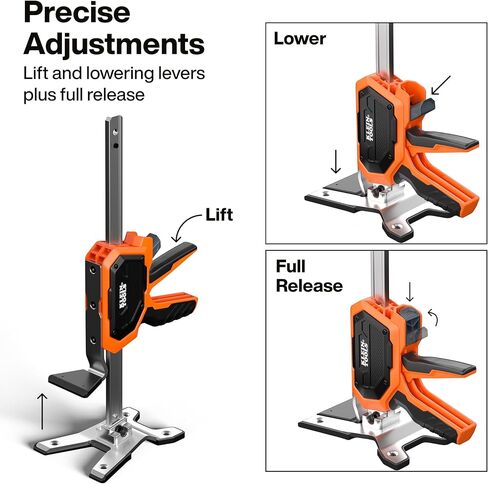 Klein Tools 77000 Heavy-Duty Construction Jack, 350-Pound Capacity, 10-Inch Lift Range, Drywall Lift Tool, Hands-Free Lifting, Clamping Capable, Non-Marring Foot Pads in Kuwait