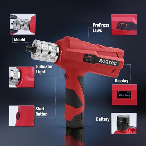 Electric Tubing Expander, Power Swaging Tool Kit for Copper Aluminum Pipes, 8 Expander Heads(5/16" to 1-1/8"), Tube Cutter, Deburring Tool and 1.5Ah Battery for HVAC and Plumbing Expansion in Kuwait
