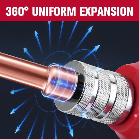 Electric Tubing Expander, Power Swaging Tool Kit for Copper Aluminum Pipes, 8 Expander Heads(5/16" to 1-1/8"), Tube Cutter, Deburring Tool and 1.5Ah Battery for HVAC and Plumbing Expansion in Kuwait