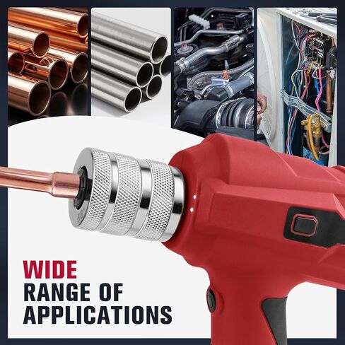 Electric Tubing Expander, Power Swaging Tool Kit for Copper Aluminum Pipes, 8 Expander Heads(5/16" to 1-1/8"), Tube Cutter, Deburring Tool and 1.5Ah Battery for HVAC and Plumbing Expansion in Kuwait
