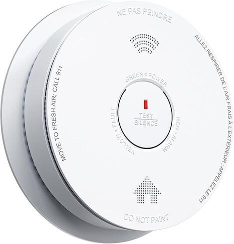 SITERWELL Smoke Detector Combo Smoke & Carbon Monoxide Alarm 10-Year Battery CO Detectors,Smoke and Carbon Monoxide Detector with Bilingual Voice Alerts,Reduced Nuisance Alarms, 1 Pack in Kuwait