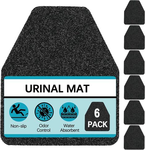 بساط مبولة للرجال من Basima، 12 قطعة من سجادات أرضية المبولة المطاطية السائبة القابلة للغسل للمرحاض التجاري، وسادات مبولة للاستعمال مرة واحدة لغرفة الرجال، مقاس 17.5 بوصة × 20.5 بوصة، أسود in Kuwait
