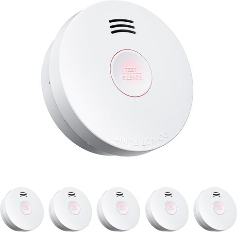 SITERWELL Smoke Detector Fire Alarms, 10 Year Battery Smoke Alarm Fire Detectors with Photoelectric Sensor & Low Battery, UL217 10th Listed, GS525A, 1 Pack (6 Packs) in Kuwait