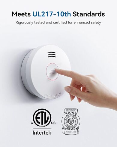 SITERWELL Smoke Detector Fire Alarms, 10 Year Battery Smoke Alarm Fire Detectors with Photoelectric Sensor & Low Battery, UL217 10th Listed, GS525A, 1 Pack (6 Packs) in Kuwait