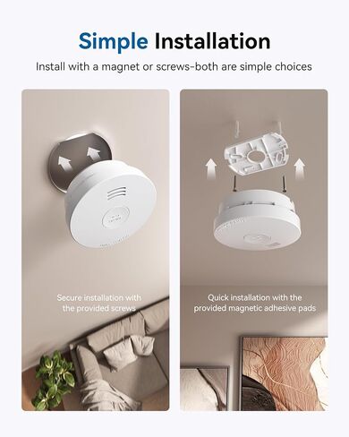SITERWELL Smoke Detector Fire Alarms, 10 Year Battery Smoke Alarm Fire Detectors with Photoelectric Sensor & Low Battery, UL217 10th Listed, GS525A, 1 Pack (6 Packs) in Kuwait