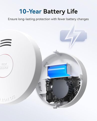 SITERWELL Smoke Detector Fire Alarms, 10 Year Battery Smoke Alarm Fire Detectors with Photoelectric Sensor & Low Battery, UL217 10th Listed, GS525A, 1 Pack (6 Packs) in Kuwait