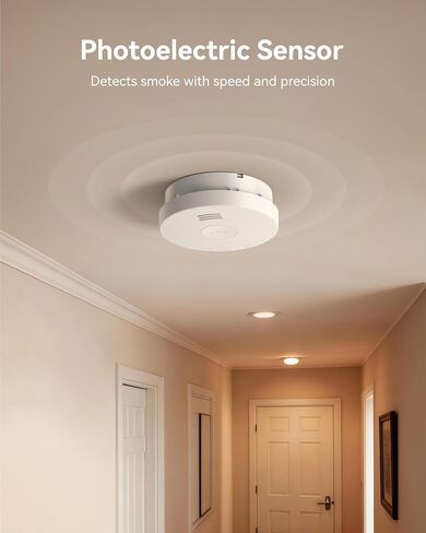 SITERWELL Smoke Detector Fire Alarms, 10 Year Battery Smoke Alarm Fire Detectors with Photoelectric Sensor & Low Battery, UL217 10th Listed, GS525A, 1 Pack (6 Packs) in Kuwait