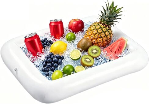 1PC Large Inflatable Ice Serving Bar with Drain Plug, 47.2 x 23.6 Floating Buffet Cooler Tray for Food, Drinks, Salad, Pool Party, BBQ, Picnic, Beach and Outdoor Use in Kuwait