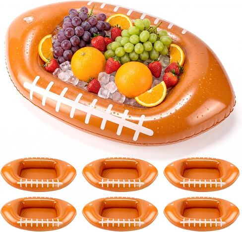 Sanwuta 6 Pack Inflatable Football Drink Cooler for Sport Theme Party Supplies Buffet Luau Cooler Floating Ice Serving Bar for Summer Beach Pool BBQ Picnic Events Party Supplies Decoration in Kuwait