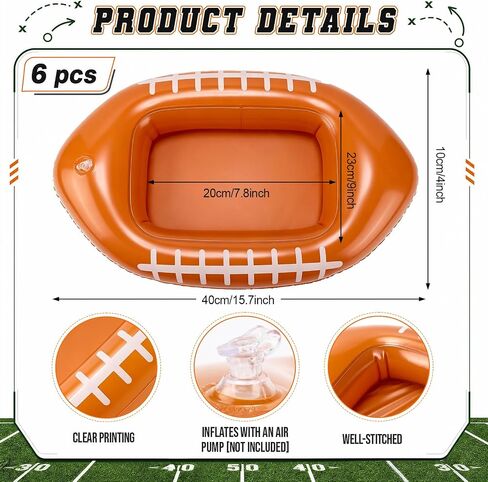 Sanwuta 6 Pack Inflatable Football Drink Cooler for Sport Theme Party Supplies Buffet Luau Cooler Floating Ice Serving Bar for Summer Beach Pool BBQ Picnic Events Party Supplies Decoration in Kuwait