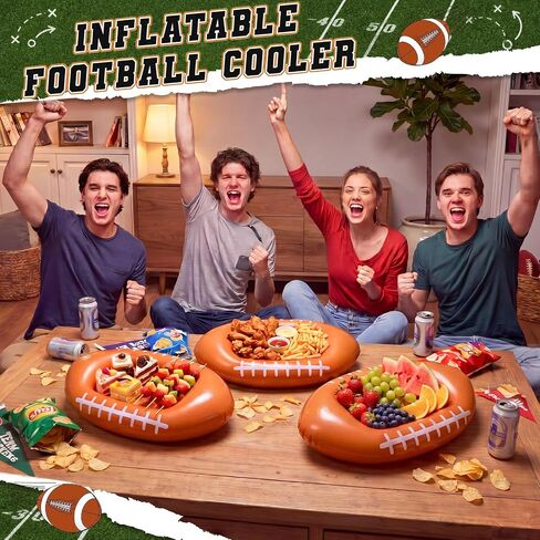 Sanwuta 6 Pack Inflatable Football Drink Cooler for Sport Theme Party Supplies Buffet Luau Cooler Floating Ice Serving Bar for Summer Beach Pool BBQ Picnic Events Party Supplies Decoration in Kuwait
