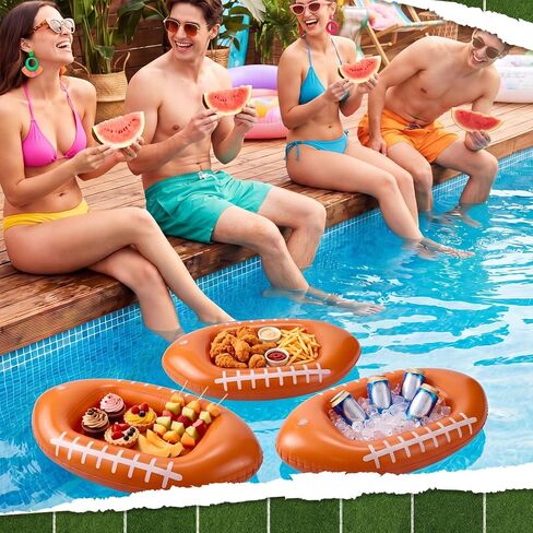 Sanwuta 6 Pack Inflatable Football Drink Cooler for Sport Theme Party Supplies Buffet Luau Cooler Floating Ice Serving Bar for Summer Beach Pool BBQ Picnic Events Party Supplies Decoration in Kuwait