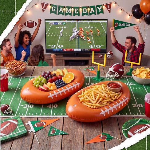 Sanwuta 6 Pack Inflatable Football Drink Cooler for Sport Theme Party Supplies Buffet Luau Cooler Floating Ice Serving Bar for Summer Beach Pool BBQ Picnic Events Party Supplies Decoration in Kuwait