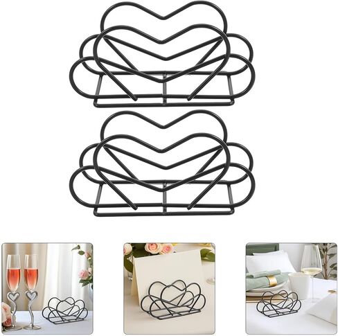 LIFKOME 2pcs Black Metal Napkin Holder Heart-shaped Standing Paper Towel Dispenser for Kitchen Countertop, Restaurant, Coffee Shop Table Napkin Organizer in Kuwait