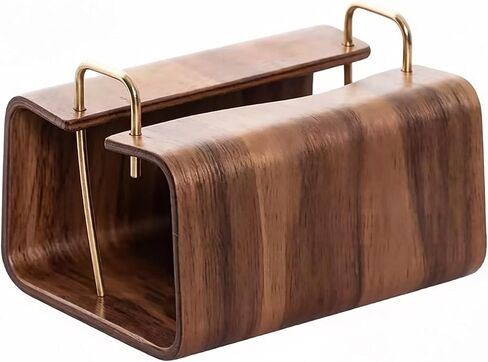 Wooden Tissue Box Holder, Rectangular Napkin Dispenser with Brass Metal Handle, Modern Minimalist Style for Living Room, Bathroom, Office in Kuwait