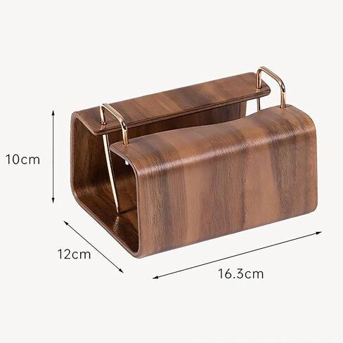 Wooden Tissue Box Holder, Rectangular Napkin Dispenser with Brass Metal Handle, Modern Minimalist Style for Living Room, Bathroom, Office in Kuwait