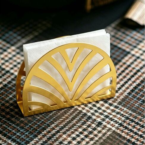 Elegant gold Cast Tissue Napkin Holder - Vertical Napkin Dispenser for Kitchen & Dining Room Decor (3) in Kuwait