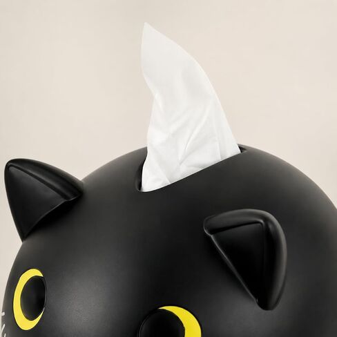 1pc White Black Cat Designs Decorative Tissue Holder Whimsical Style Washroom Countertop Napkin Dispenser Room Accent in Kuwait