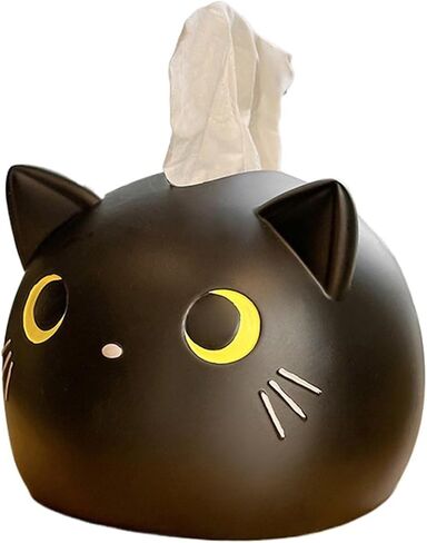 1pc White Black Cat Designs Decorative Tissue Holder Whimsical Style Washroom Countertop Napkin Dispenser Room Accent in Kuwait