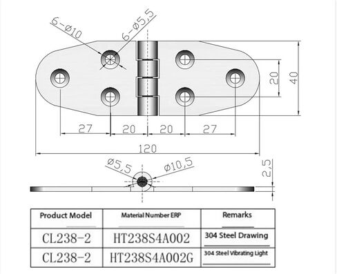Hinge 304 Stainless Steel Switchgear Cabinet Door Brushed CL238-2 1Pcs in Kuwait