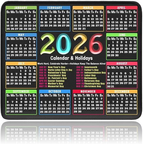 لوحة ماوس بتقويم 2026 | بساط مكتب صغير مقاس 11.8 × 9.8 بوصة، لوحة ماوس كمبيوتر محمولة للمكتب والمنزل، وسادة مكتب مقاومة للماء مع قاعدة مطاطية مضادة للانزلاق، سهلة الانزلاق in Kuwait