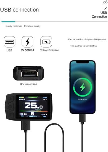 Ebike Display for KT TF01U 24V 36V 48V Intelligent Colorful LCD Meter Waterproof Joint Electric Bicycle Meter in Kuwait