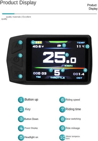 Ebike Display for KT TF01U 24V 36V 48V Intelligent Colorful LCD Meter Waterproof Joint Electric Bicycle Meter in Kuwait