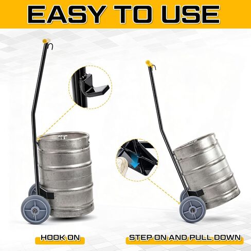 BBTO Keg Dolly 400 LB Capacity Hand Truck Dolly Cart with 2 Wheels, Stainless Steel Cart with Handle and Keg Hooks for Bar Warehouses Offices Homes Shopping in Kuwait